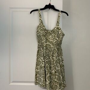 Green and white dress